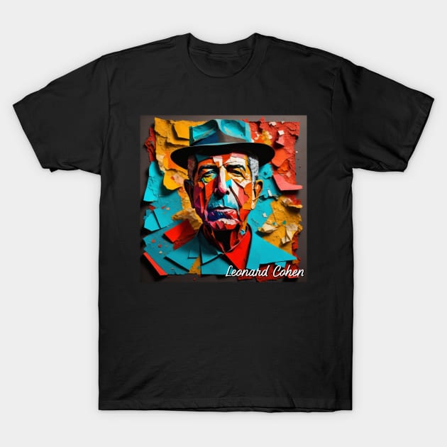 Leonard Cohen // Paper Art T-Shirt by Otmr Draws